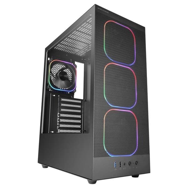 Gaming PC-chassi ATX - MARS GAMING - MC-NEBULA - 4 ARGB-fläktar 120 mm - Härdat glas-panel - Svart