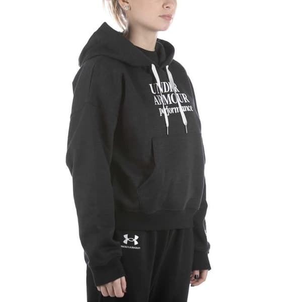 Svart sweatshirt - UNDER ARMOR - Essential Script - Långa ärmar - Huvkrage - Dam