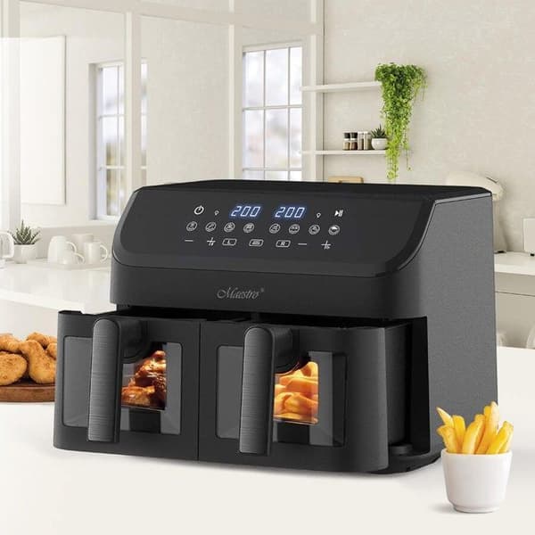 Luftfritös - MAESTRO - MR-758 - 2 x 4,5 L - 8 program - 200 °C max - Svart - Non-stick beläggning