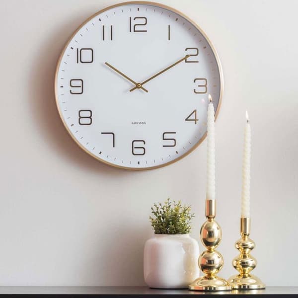 Väggklocka Rund Elegance Glow Vit