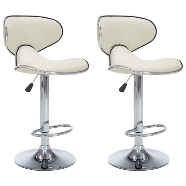 vidaXL Barstolar set om 2 krämfärgad konstläder 323647