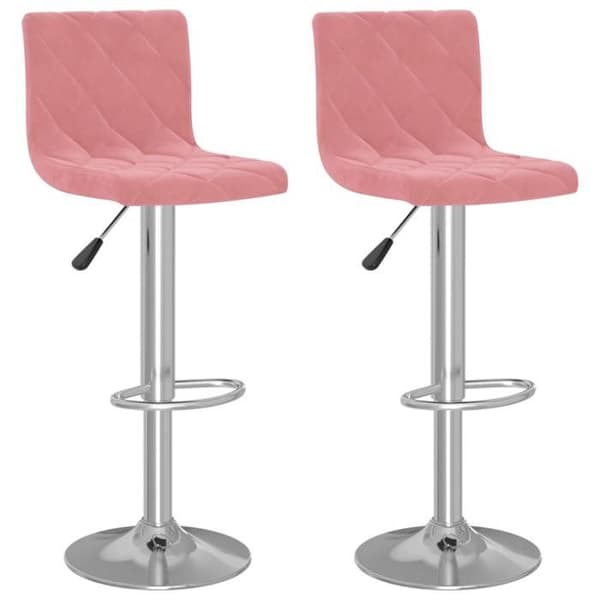 vidaXL Barstolar set om 2 rosa sammet 333692