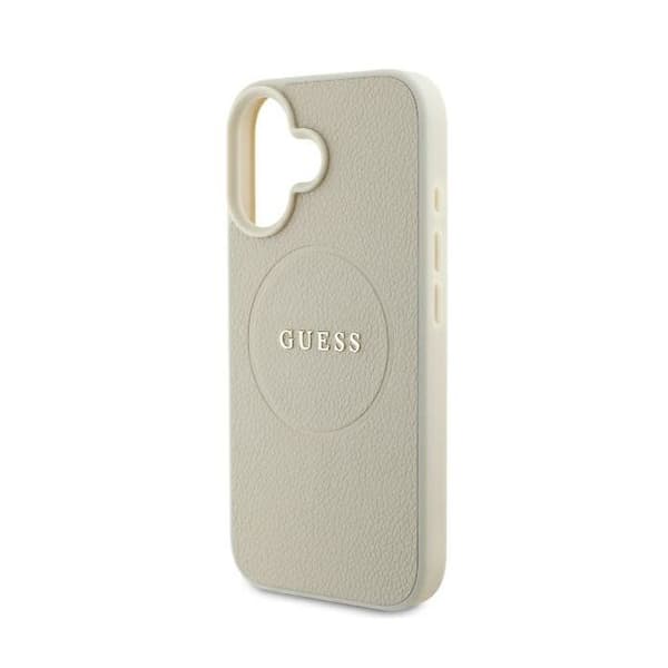 Coque Guess Grained Gold Ring MagSafe för iPhone 16 - Beige