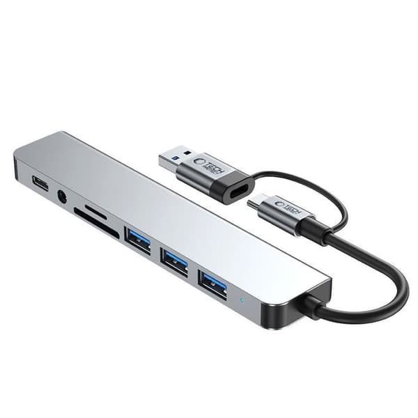 Adaptör Hub Tech-Protect 8 I 1 Typ-C För Bärbar Dator Windows Usb 3.0