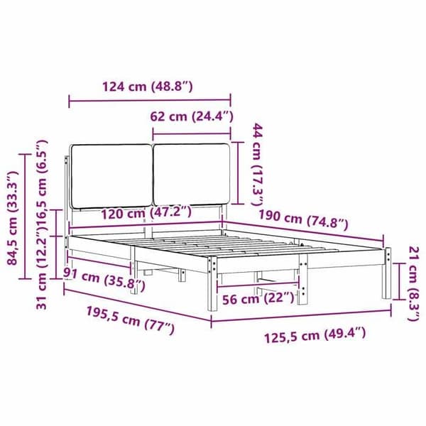 vidaXL Sängram med stoppad huvudgavel Taupe 120 x 190 cm, Sovrum, Rektangulär 877927