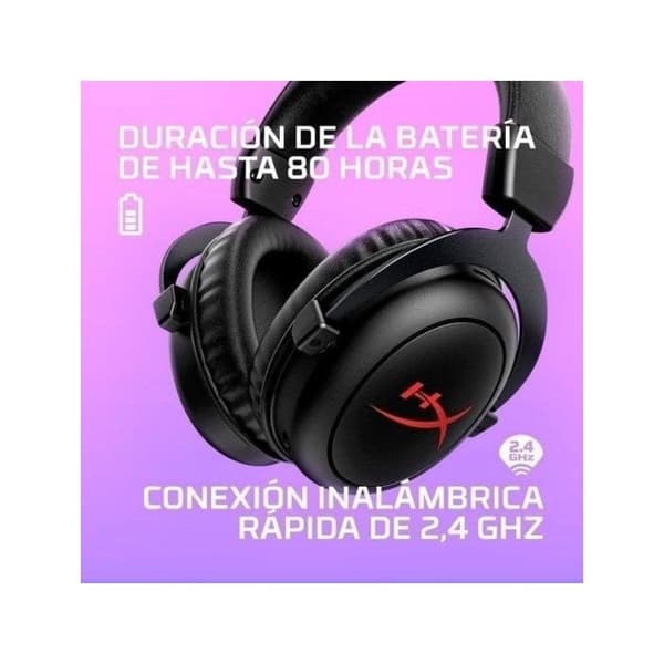 Trådlös headset - HyperX - Cloud II Core - 80 timmars batteritid - DTS rymdljud - Minnesskum komfort