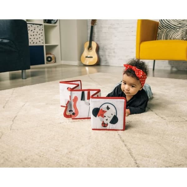 Tiny Love Bok fram och tillbaka, 0 månader+, Sensorisk bok för baby, 6 roliga aktiviteter, Stöder sinnena, Tiny Rockers