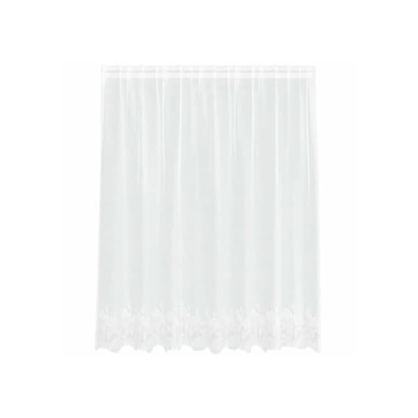 Blommönstrad spetsgardin - vidaXL - 180x200 cm - Vit - Polyester - Ljusfiltrerande - Flexibel installation