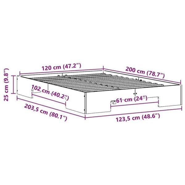 vidaXL Sängram Vit 120 x 200 cm 873032