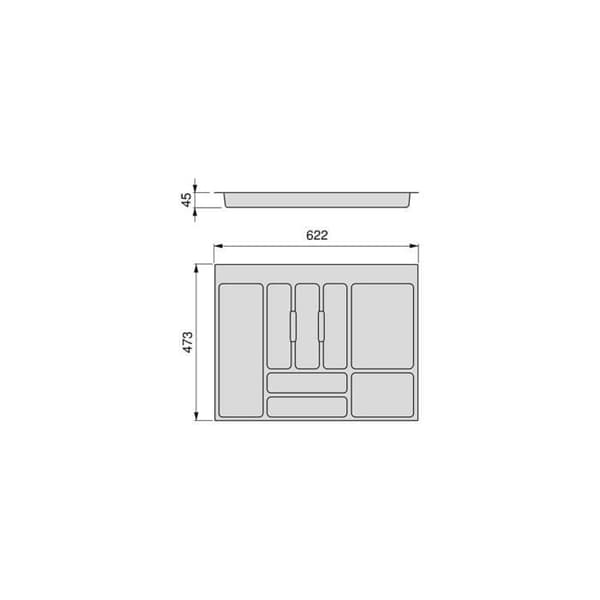 Emuca Bestickbricka Optima Vertex/Concept 500mm (16mm panel), 700, Vit plast, Plast.