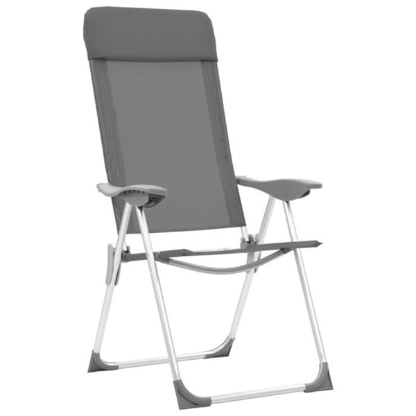 vidaXL hopfällbara campingstolar 4 st Grå aluminium