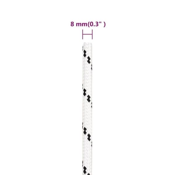 152768 vidaXL flätat båtrep Vit 8 mmx100 m polyester
