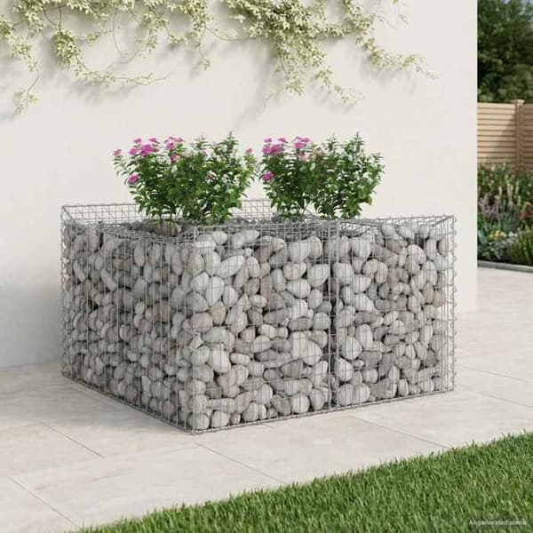 vidaXL Upphöjd gabion Silver 42033297