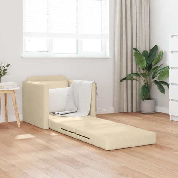 Soffa säng 2 i 1 Kräm 74x77x81 cm Tyg