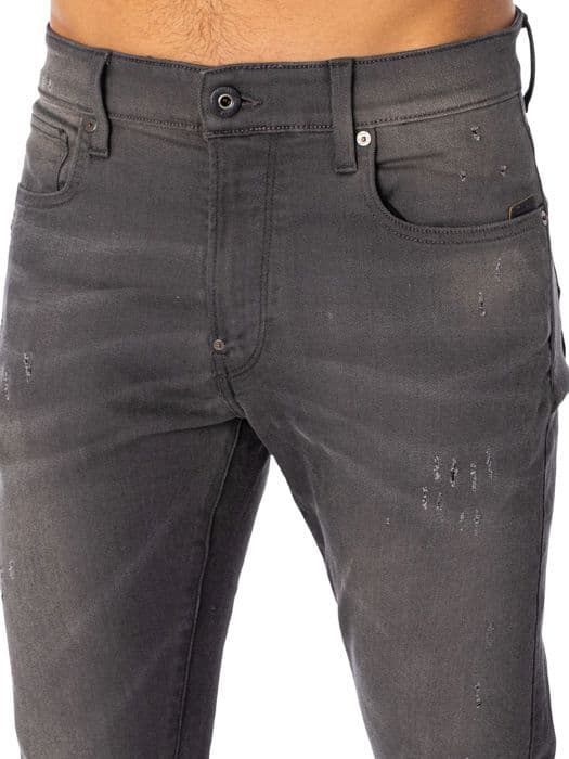 G STAR Revend Super Slim Jeans Slander Grey Superstretch Light Aged Destroy
