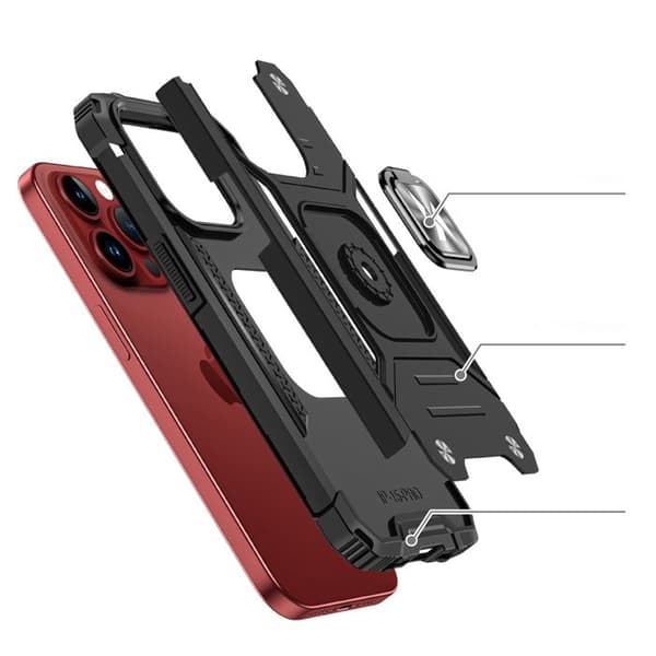 Coque Ring Armor för iPhone 15 Pro, roséguld, med finger ring