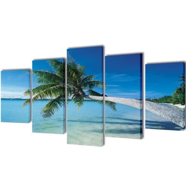 Set med tryckta väggdukar Strand med palm 200 x 100 cm