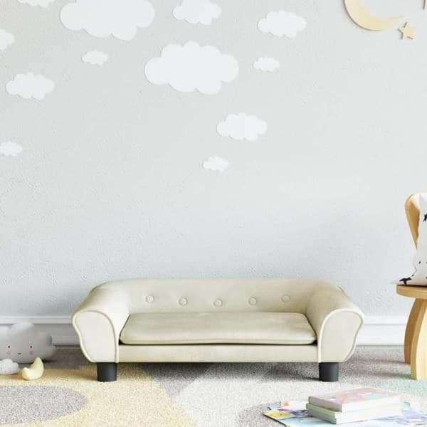 vidaXL Soffa för barn creme 70x45x26 cm sammet, mini soffa, mini soffa-stol, mini soffa för barn, soffa av 3196406
