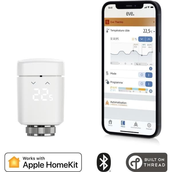 EVE THERMO smart kylarventil - Apple HomeKit-teknik och Bluetooth Thread fristående program
