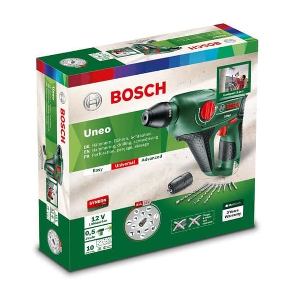 BOSCH sladdlös perforator - Uneo Set - SDS Quick - 1 joule - 4800 cps/min