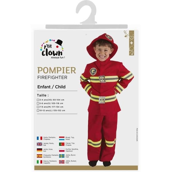 Brandman Kostym Barn - PTIT CLOWN - PTIT CLOWN - Röd - Polyester - 3+ år