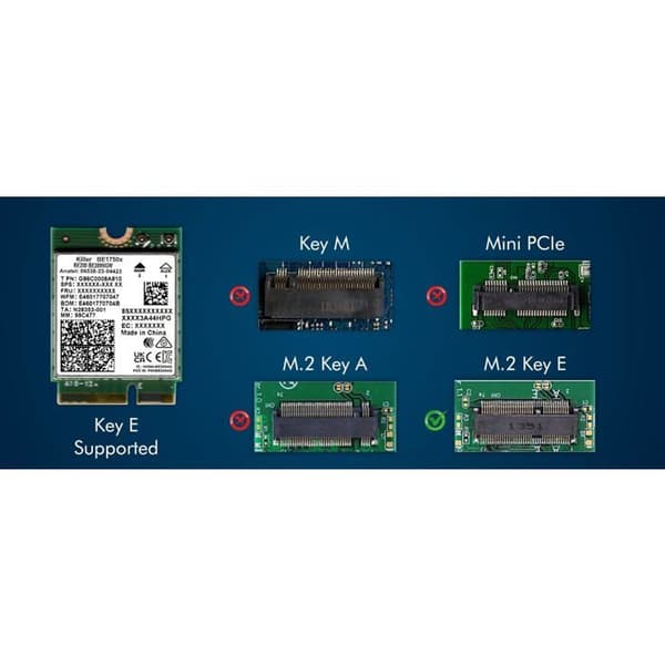 WiFi 7-kort Intel BE1750x Killer Series BE200 | Gaming-adapter M.2 PCIe 5.8 Gbps