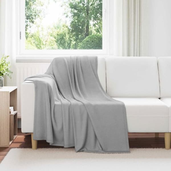 Jeté / överkast - VIDAXL - Fleece - Grå - 170 x 130 cm - Polyester
