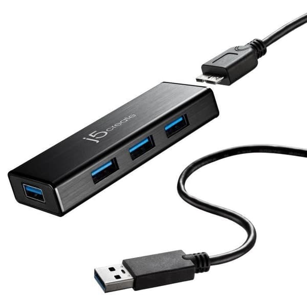 j5create JUH340 4-Port USB 3.0 HUB - EU/UK, Svart