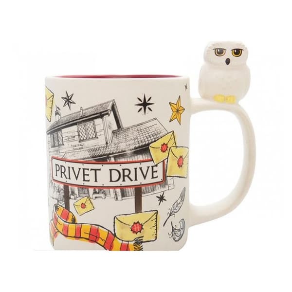 Mugg 3D - Harry Potter - Hedwig och Privet Drive - Vit - Rund - Barn