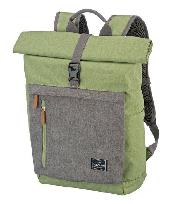 travelite Ryggsäck grön/grå för kvinnor och män Basic Rollup Backpack Green / Grey 266621