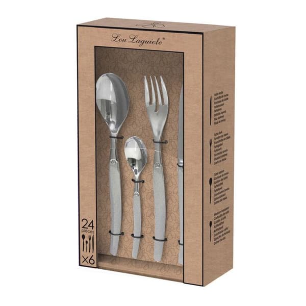 Lou Laguiole Bestickset 24 st Jet Satin Silver