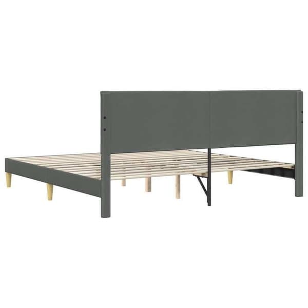 vidaXL Sängram med huvudgavel Mörkgrå 200 x 200 cm Tyg 42027607