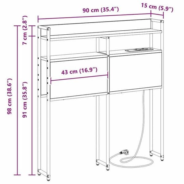 VIDAXL Förvaringsgavel ek rökt 90 cm med integrerad LED - samtida