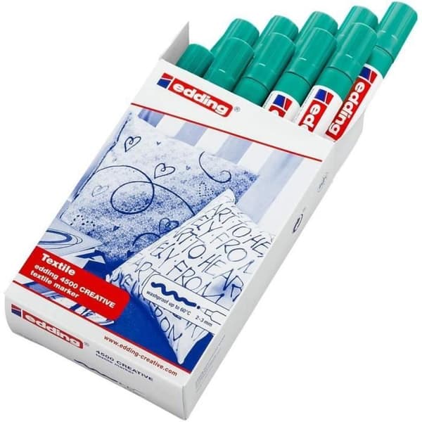 Textilpenna - EDDING - 4500 - Ljusgrön - Spets 2-3 mm - Förpackning med 10