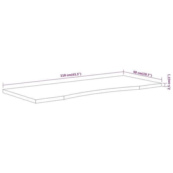 vidaXL Bordskiva 110x50x2,5 cm rektangulär massiv akacia 370165