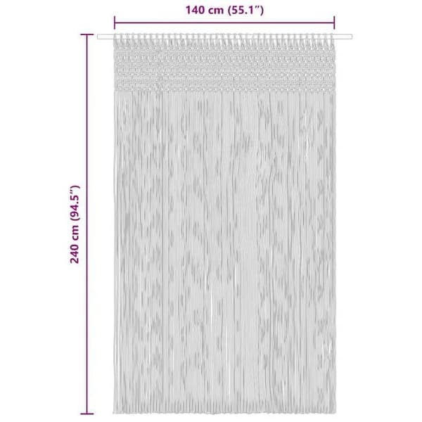 vidaXL Macrame Gardin, Taupe 140x240 cm Bomull