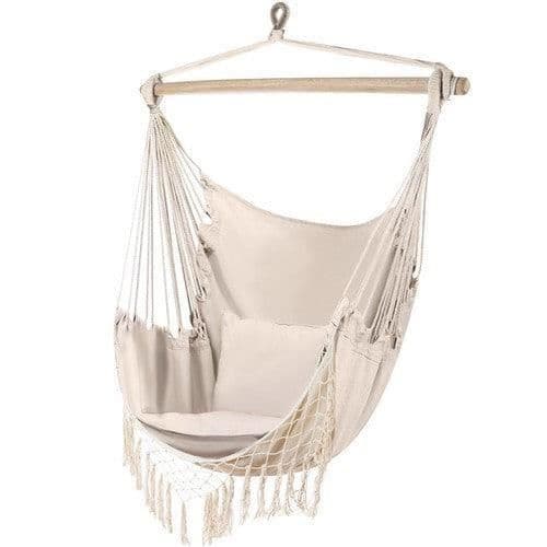 hamak - brasiliansk stol beige 130x97 cm + 2 kuddar