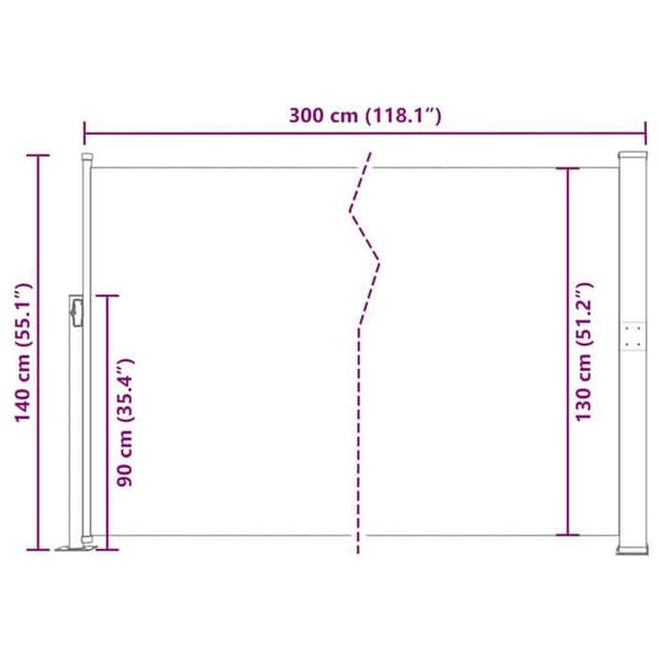 vidaXL Infällbar sidomarkis 140 x 300 cm Röd
