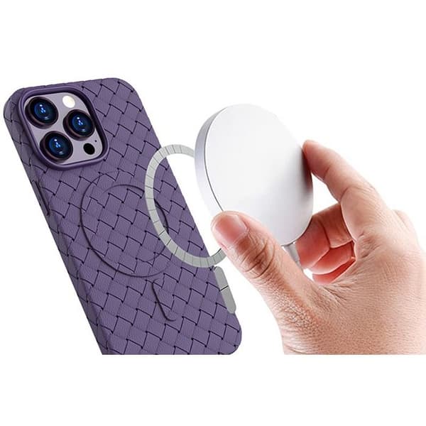 Vävd fodral för iPhone 14 Pro med MagSafe, marinblå