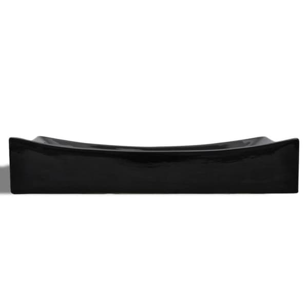 Tvättställ - Keramik - Svart - Rektangulär - Högblank finish - Modern design