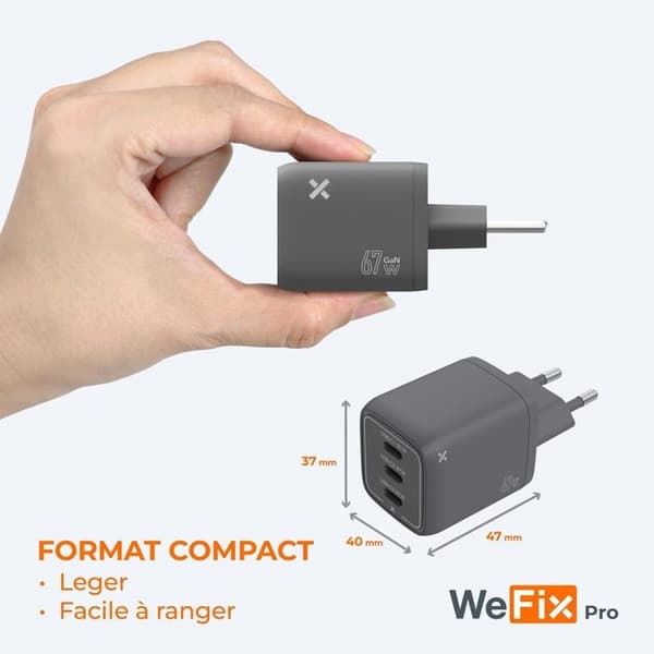 Laddare för mobiltelefon Wefix Pro CV 67W 3USB-C
