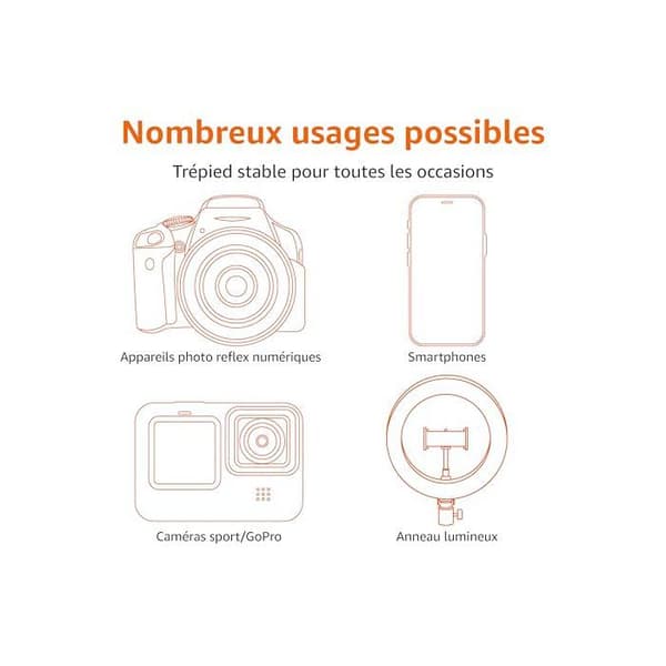 Stativ - Amazon Basics - WF8028K-A - Utsträckbar 162 cm - Selfiestick - Trådlös fjärrkontroll