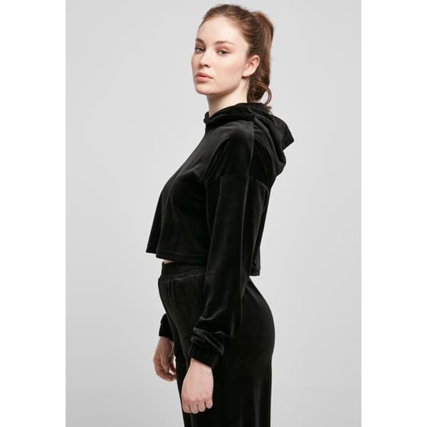 Huvtröja - URBAN CLASSICS - Dam - Sammet - Svart - Oversized