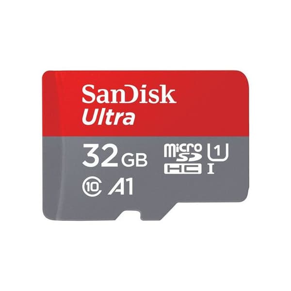 SanDisk Ultra 32 GB microSDHC-minneskort + SD-adapter Grå och röd