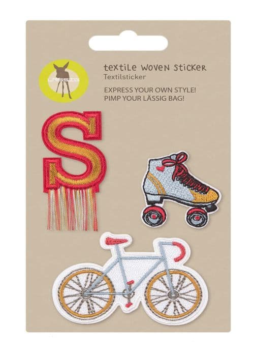 Autocollant - Lässig - Textil Woven Sticker Set - 3 delar - Röd - Blå - Barn