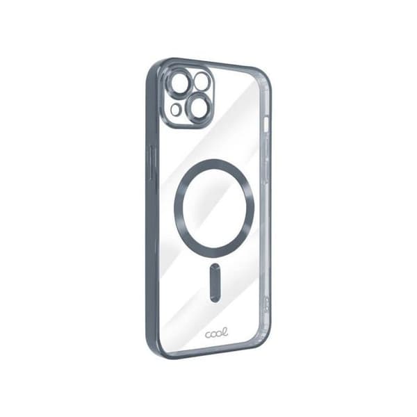Cool Funda Magnética Transparent med Silver Kant för iPhone 15