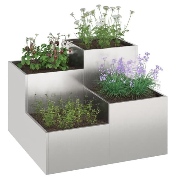 Jardiniär 80x80x60 cm i rostfritt stål
