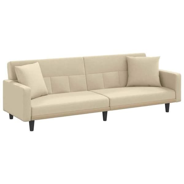 vidaXL Sängsoffa med kuddar i krämfärgad tyg 351878