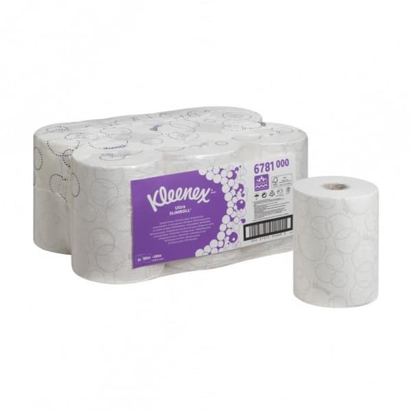Handduk 2 vik, vit prägling - KLEENEX ECOLABEL - 100m - Förpackning med 6 rullar