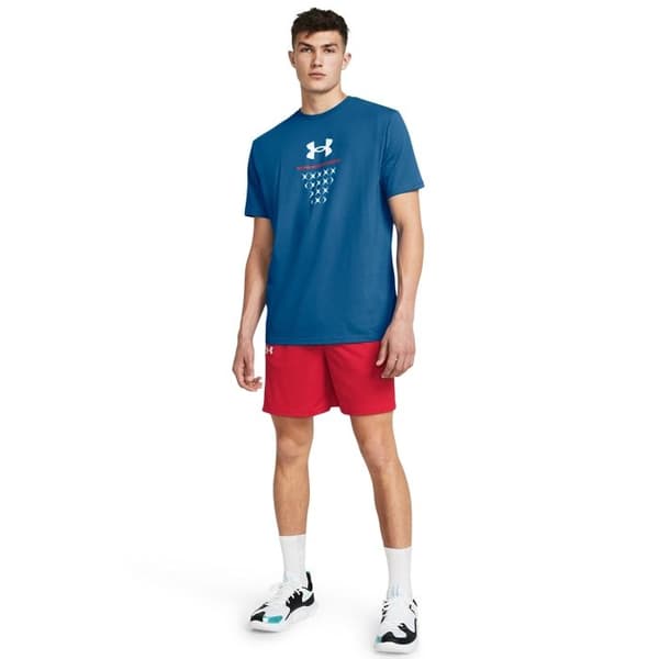 Basketshorts - UNDER ARMOUR - Baseline Zone 7 - Röd - Andningsbar - Elastisk midja